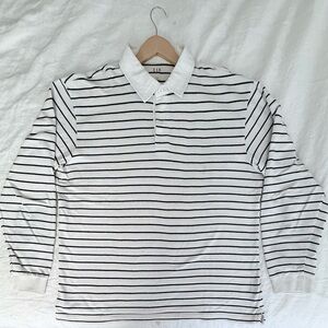 GAP White Polo with Black Stripes Long Sleeve